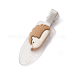 森の動物がテーマの不透明樹脂アリゲーター ヘアクリップ  グリッター合金とプラスチッククリップ付き  女の子のための  混合図形  18.5~26x59x11.5mm&nbsp;PHAR-JH00099