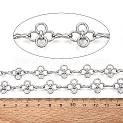 304ステンレスクローバーリンクチェーン  溶接されていない  スプールで  ステンレス鋼色  14x14x4.5mm  約16.40フィート（5m）/ロール  リンク：11x4x1.5mm&nbsp;CHS-Q009-18P