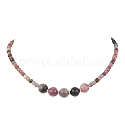 Round Natural Multicolor Tourmaline Graduated Beaded Necklaces&nbsp;NJEW-JN05952-02
