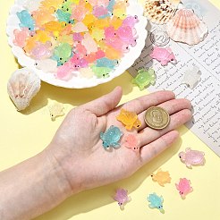 80個 16スタイル 蓄光樹脂 ウミガメ置物 装飾  暗闇で光るオーナメント  ミックスカラー  19.8~26x17.3~22x7.2~9mm  5個/スタイル&nbsp;FIND-CJ0003-49