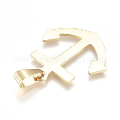 304ステンレスペンダント  大穴ペンダント  アンカー  ゴールドカラー  31x29x1mm  穴：9mm&nbsp;STAS-F239-16G