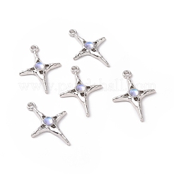 合金ペンダント  プラスチック製のビーズと  スター  プラチナ  30x20x4mm  穴：1.8mm&nbsp;FIND-I020-09P