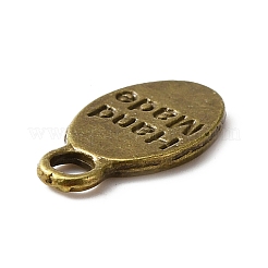 合金のチベット風チャーム  ワード手作りで楕円形  アンティークブロンズ  15x8x1mm  穴：2mm&nbsp;PALLOY-WH0001-61AB