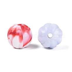 ツートンカラーの不透明アクリルビーズ  カボチャ  ミックスカラー  15mm  穴：2.5mm  約250個/500g&nbsp;OACR-Q199-26