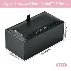紙製厚紙製ジュエリーカフスボタンボックス  スポンジで  長方形  ブラック  4.5x8.5x3.5cm&nbsp;CON-WH20008-13C