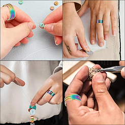 ステンレススチール製ワイドフィンガーリング8個  虹色  8mm  内径：19mm&nbsp;RJEW-SC0001-22