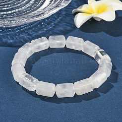 コラム天然水晶ロッククリスタルビーズストレッチブレスレット女性用男性用  内径：2.17インチ（5.5cm）&nbsp;BJEW-A148-01A-27