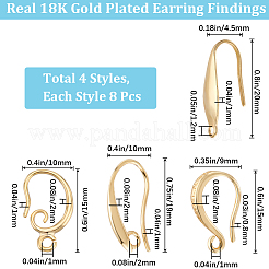 32Pcs 4 Style Brass & 316 Surgical Stainless Steel Earring Hooks&nbsp;KK-BBC0012-58