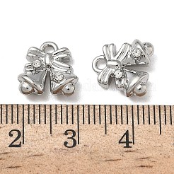 クリスマス合金クリスタルラインストーンペンダント  鉛フリー＆カドミウムフリー  プラチナ  クリスマス鐘  11x11x5mm  穴：1.7mm&nbsp;FIND-L026-01C-P