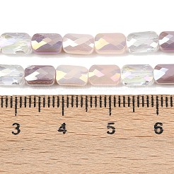 電気メッキガラスビーズセット  長方形  多面カット  グラデーションカラー  桃パフ  7x4x3.5mm  穴：1mm  約60~63個/連  16.14''~16.92''（41~43センチメートル）&nbsp;EGLA-D300-05-09