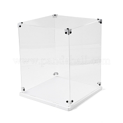 (Defective Closeout Sale: Slight Damage) Transparent Acrylic Minifigures Display Cases with White Base&nbsp;ODIS-XCP0001-32