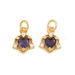 Brass Micro Pave Cubic Zirconia Charms&nbsp;KK-Q085-09G-02