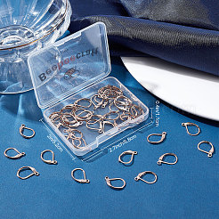 304ステンレススチールフレンチフックピアス金具50個  水平ループ付き  ローズゴールド  15.5x10x1.5mm  穴：1.5mm&nbsp;STAS-BBC0001-44RG