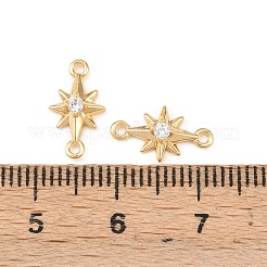 Brass Pave Clear Cubic Zirconia Connector Charms&nbsp;KK-H524-14G