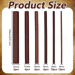 40個 6種類のスタイルの木製クラフトスティック  コラム  ココナッツブラウン  149~150x4~18mm&nbsp;WOOD-OC0004-25