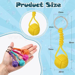 16Pcs 8 Colors Polyester & Spandex Cord Braided Ball Keychain for Jewelry Making DIY Crafts&nbsp;KEYC-CJ0001-05