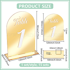 15Pcs 15 Styles Number1~15 Acrylic Table Place Cards&nbsp;AJEW-WA0001-49