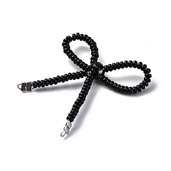 Alloy & Glass Seed Beads Bowknot Chandelier Component Links&nbsp;PALLOY-D359-03G