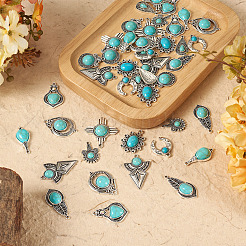 48Pcs 12 Styles Synthetic Turquoise Pendants&nbsp;FIND-TA0003-21