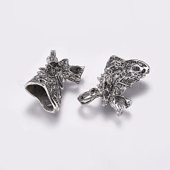 合金のペンダントベイル  竜の頭  アンティークシルバー  29x10x21mm  穴：4x6.5mm  6x11mm内径&nbsp;PALLOY-K143-15AS