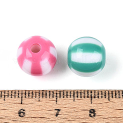 不透明なアクリルビーズ  ストライプラウンド  ミックスカラー  11.5mm  穴：2.7mm  約500個/500g&nbsp;OACR-Q197-15