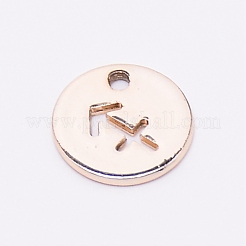 合金チャーム  中空  十二星座とフラットラウンド  ライトゴールド  12x1mm  穴：1.5mm  12個/セット&nbsp;PALLOY-WH0088-14LG