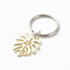 5Pcs Monstera Leaf Alloy Pendant Keychain&nbsp;X-KEYC-JKC00413