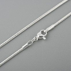 真鍮ラウンドスネークチェーンネックレス  カニカン付き  銀色のメッキ  20インチ（50.8cm）  2mm&nbsp;NJEW-BB10864-20