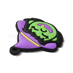 魔女のPVCペンダント  ハロウィン用  ライム  42x38x2.5mm  穴：2.7mm&nbsp;KY-F018-05