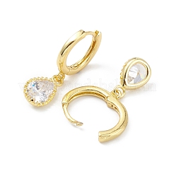 Teardrop Rack Plating Brass Cubic Zirconia Hoop Earrings&nbsp;EJEW-K245-23G