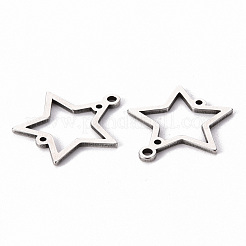 変色しない201ステンレススチールシャンデリア部品リンク  スター  レーザー切断  ステンレス鋼色  25.5x25x1mm  穴：1.5mmと1mm&nbsp;STAS-T052-29B-P