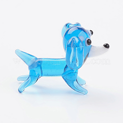 手作りランプワーク子犬ホームディスプレイ装飾  3dビーグル犬  ディープスカイブルー  25x16x17mm&nbsp;LAMP-J084-24