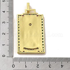 エナメルを使用した真鍮マイクロパヴェキュービックジルコニアペンダント  タロット  ダークオレンジ  39x22.5x3mm  穴：5x3mm&nbsp;KK-H458-03G-07