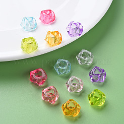クリアアクリルヨーロピアンビーズ  大穴ビーズ  多面カット  ミックスカラー  13x8mm  穴：6mm&nbsp;X-MACR-S373-56B