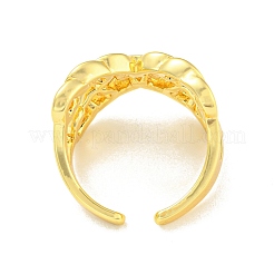 Rack Plating Brass Criss Cross Open Cuff Rings&nbsp;RJEW-Q784-13G