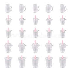 Diyキーホルダー作成キット  ミルクティー＆コーラ＆ビールカップ型プラスチックペンダント20個  鉄製スプリットキーホルダー40個＆丸カン  プラチナ  38x34x59mm  60個/セット&nbsp;DIY-KS0001-14