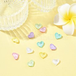 12個6色ガラスラインストーンカボション  ポイントバック＆バックメッキ  多面カット  ハート  ミックスカラー  8.5x10x4mm  2個/カラー&nbsp;RGLA-FS0001-19