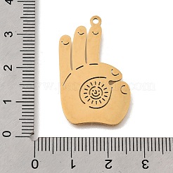 ステンレスペンダント201個  レーザー切断  OKハンドジェスチャーチャーム  ゴールドカラー  32x21x1mm  穴：1.6mm&nbsp;STAS-S176-18G