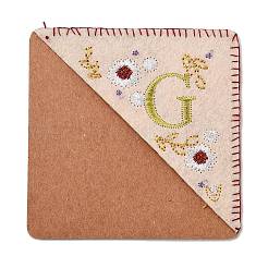 4個の文字の個性的手刺繍コーナーブックマーク  四季の花が刺繍されたブックマーカー、読書ギフト用  文字.g  95x95mm&nbsp;JX587G