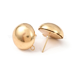 真鍮製スタッドピアスパーツ  カドミウムフリー＆鉛フリー  半円  カン付き  24KGP本金メッキ  18.5x16mm  穴：1.8mm  ピン：12x0.8mm&nbsp;LS-KK-G604-01G-08