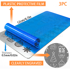 ステンレス鋼の DIY ネイルアート テンプレート  テンプレートツール  長方形  混合図形  12x6cm  3個/セット&nbsp;MRMJ-WH0092-198