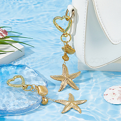 2Pcs 304 Stainless Steel Starfish Pendant Decorations&nbsp;HJEW-HS00089