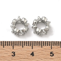 Teardrop & Flower Brass Clear Cubic Zirconia European Beads&nbsp;KK-D228-08P