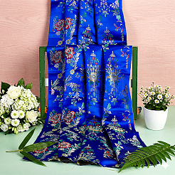 ナイロン生地  服装アクセサリー  花柄  ブルー  740~750x0.3mm&nbsp;DIY-MA0007-33C