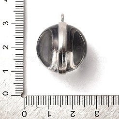 銀河をテーマにした蓄光ガラスボールペンダント  暗闇で光る  プラチナトーン合金エッジ付き  藤紫色  25x21.5x20~21mm  穴：2mm&nbsp;GLAA-D021-01P-05