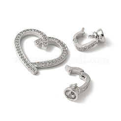 Brass Micro Pave Clear Cubic Zirconia Fold Over Clasps&nbsp;KK-M320-12P