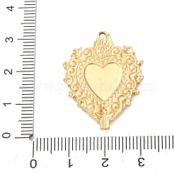 304ステンレススチールブラックエナメルペンダント  神聖な心のチャーム  ゴールドカラー  30x23x2mm  穴：1.5mm&nbsp;STAS-G399-01G