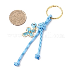 Resin & Glass Seed & Polyester Cord Keychain&nbsp;KEYC-MZ00048-04