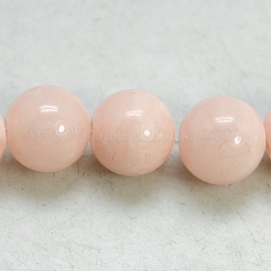 天然石イエロージェイド翡翠ビーズ連売り  ラウンド  染め  lt.pink  直径約8mm  穴：1mm  50個/連  16インチ&nbsp;JBR8mm-1