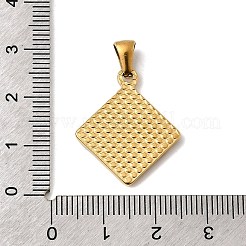 304ステンレスペンダント  イオンプレーティング（ip）  渦巻きチャーム付きひし形  18KGP本金メッキ  24x20.5x2mm  穴：5x2.5mm&nbsp;STAS-B094-22G